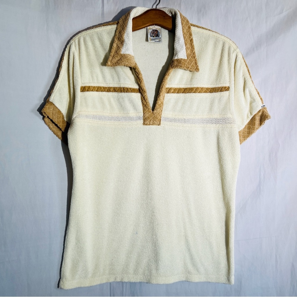 Vintage 70s Kennington LTD California Terry Cloth Polo Surfer Groovy Shirt - M